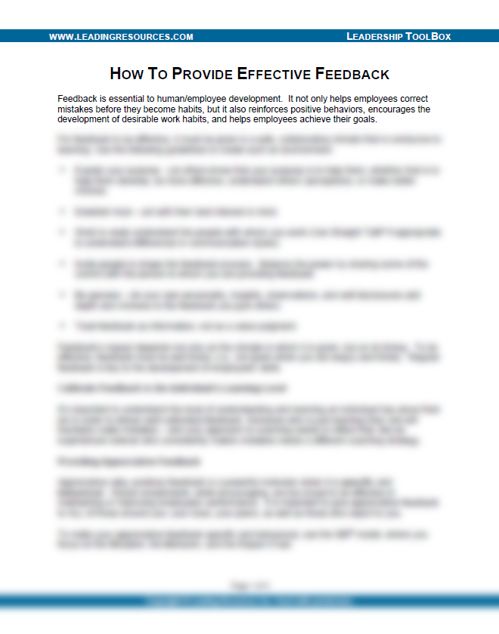 How to Provide Effective Feedback