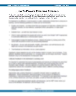 How to Provide Effective Feedback