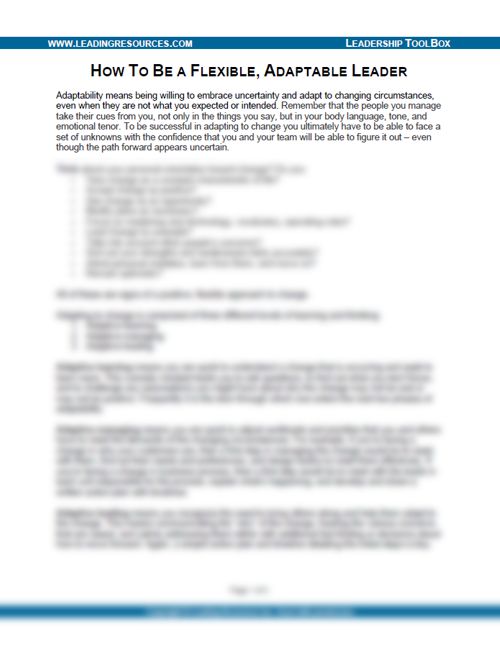 How to be a Flexible, Adaptable Leader