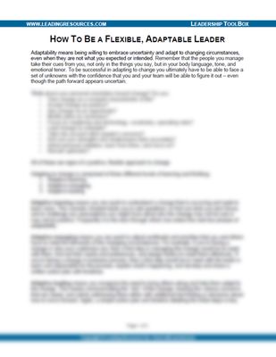 How to be a Flexible, Adaptable Leader