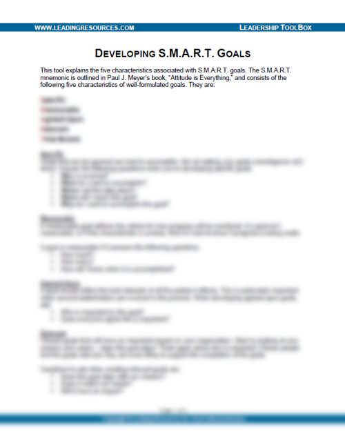 Developing SMART Goals