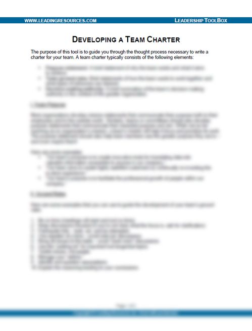 Developing a Team Charter