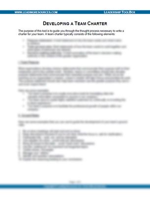 Developing a Team Charter