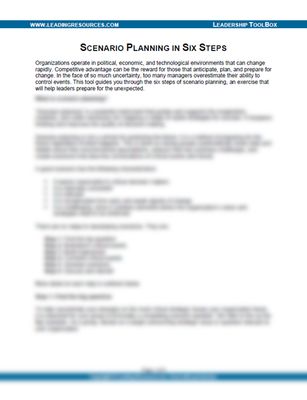 Scenario Planning in Six Steps