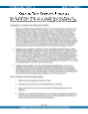 Creating Team Operating Principles