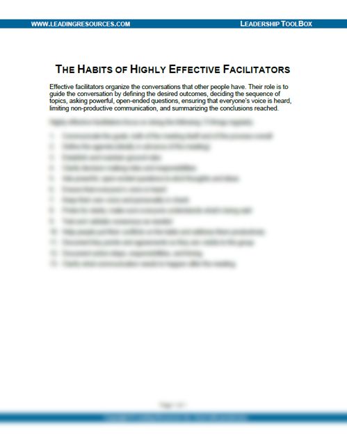 The Habits of Highly Effective Facilitators
