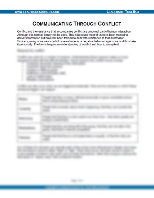 Communicating Through Conflict