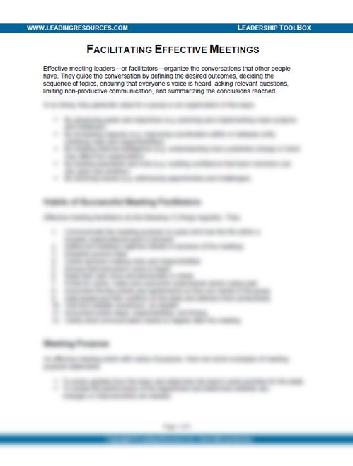 Facilitating Effective Meetings