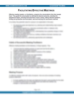 Facilitating Effective Meetings