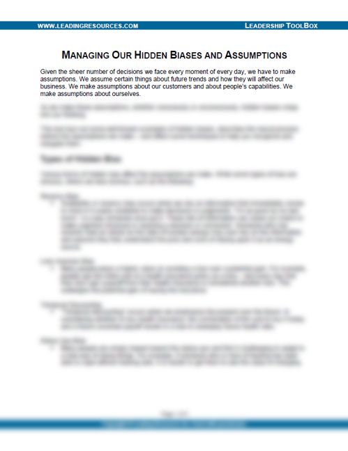 Managing Hidden Biases and Assumptions