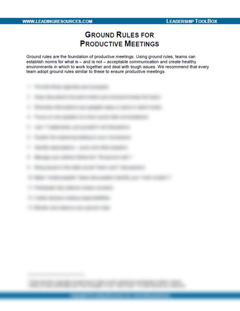 Ground Rules for Productive Meetings