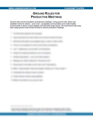 Ground Rules for Productive Meetings