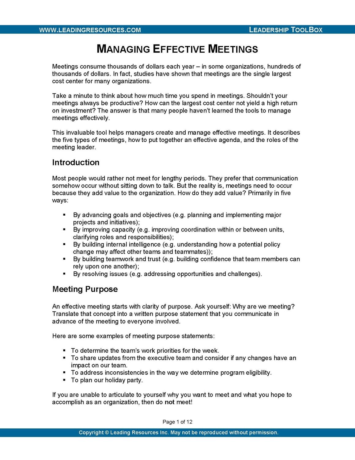 Facilitating Effective Meetings