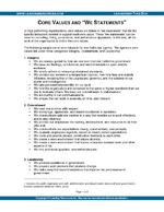 Company Core Values and &quot;We Statements&quot;