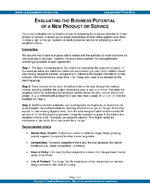 Evaluating the Potential of a New Product or Service