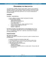 Business Innovation Management: Organizing for Innovation