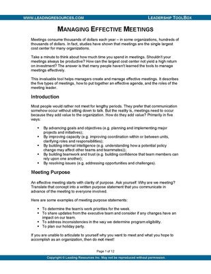 Facilitating Effective Meetings