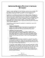 Business Process Improvement to Increase Efficiency