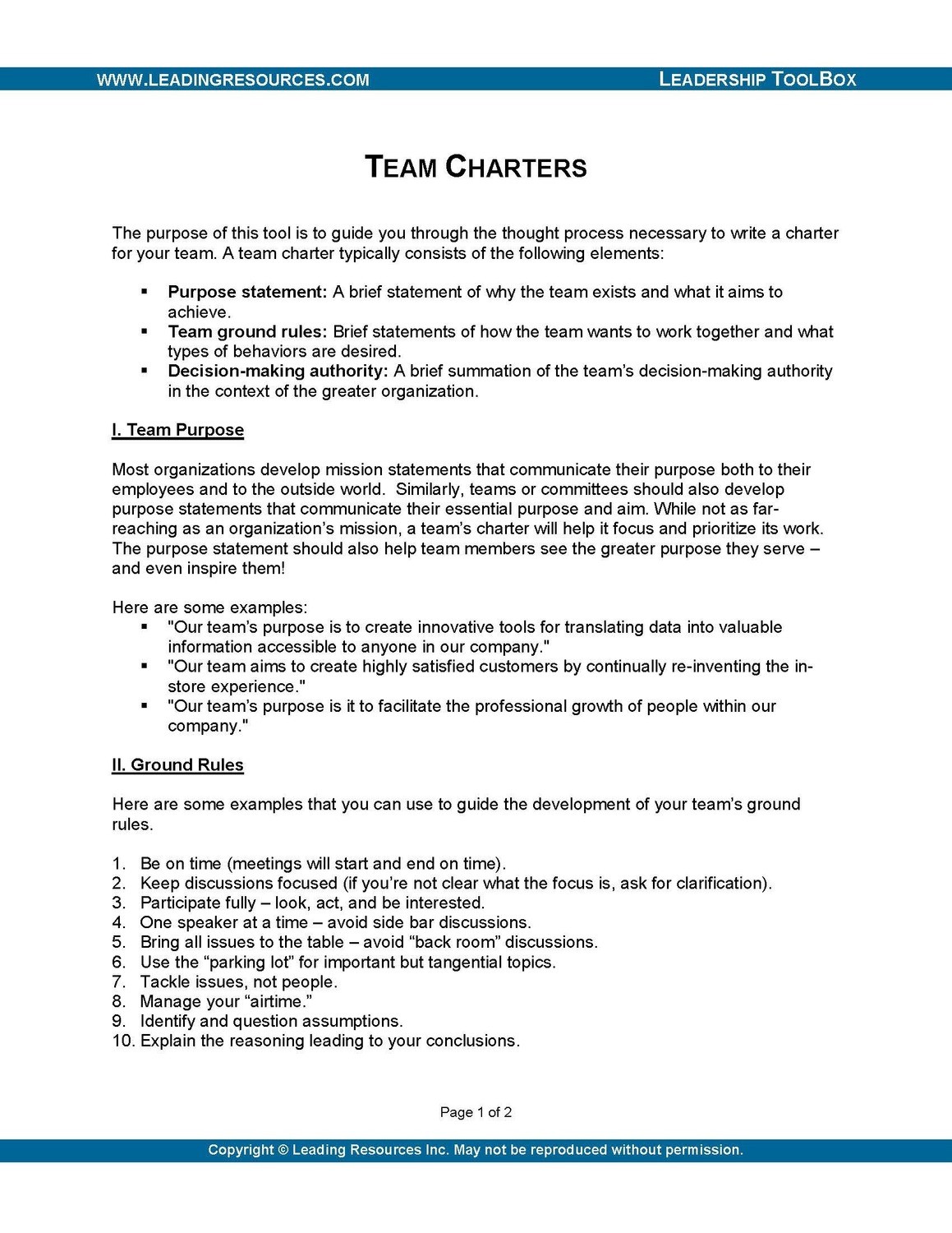 Team Charters