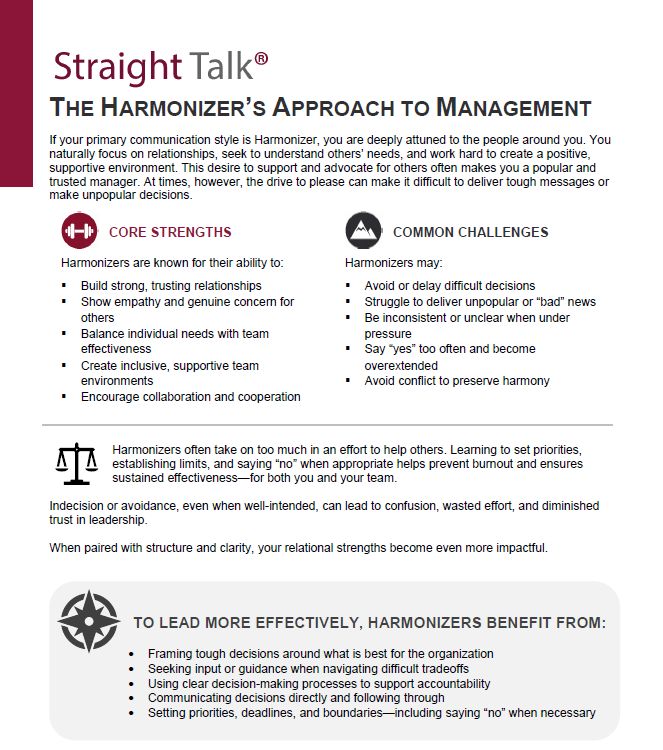 Straight Talk® Harmonizer's Management Profile
