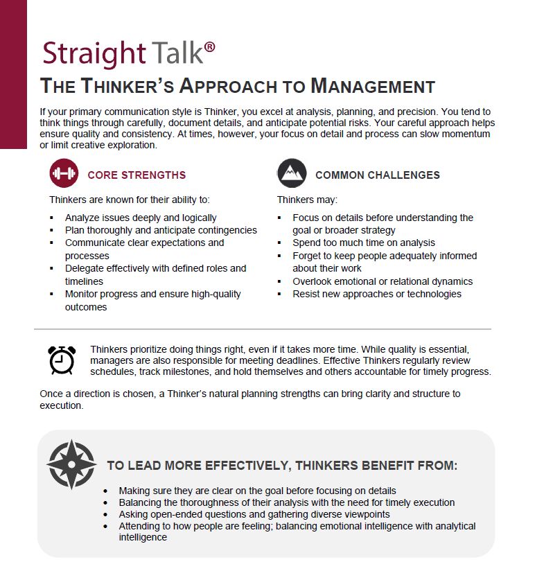 Straight Talk® Thinker's Management Profile