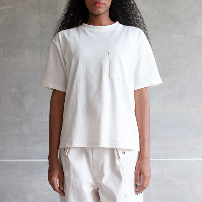 W&#39;MENSWEAR BOWL TEE IN OFF-WHITE RECYCLED COTTON
