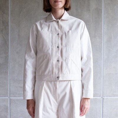 W'MENSWEAR ENGINEER'S JACKET IN WHITE RACING CHECK