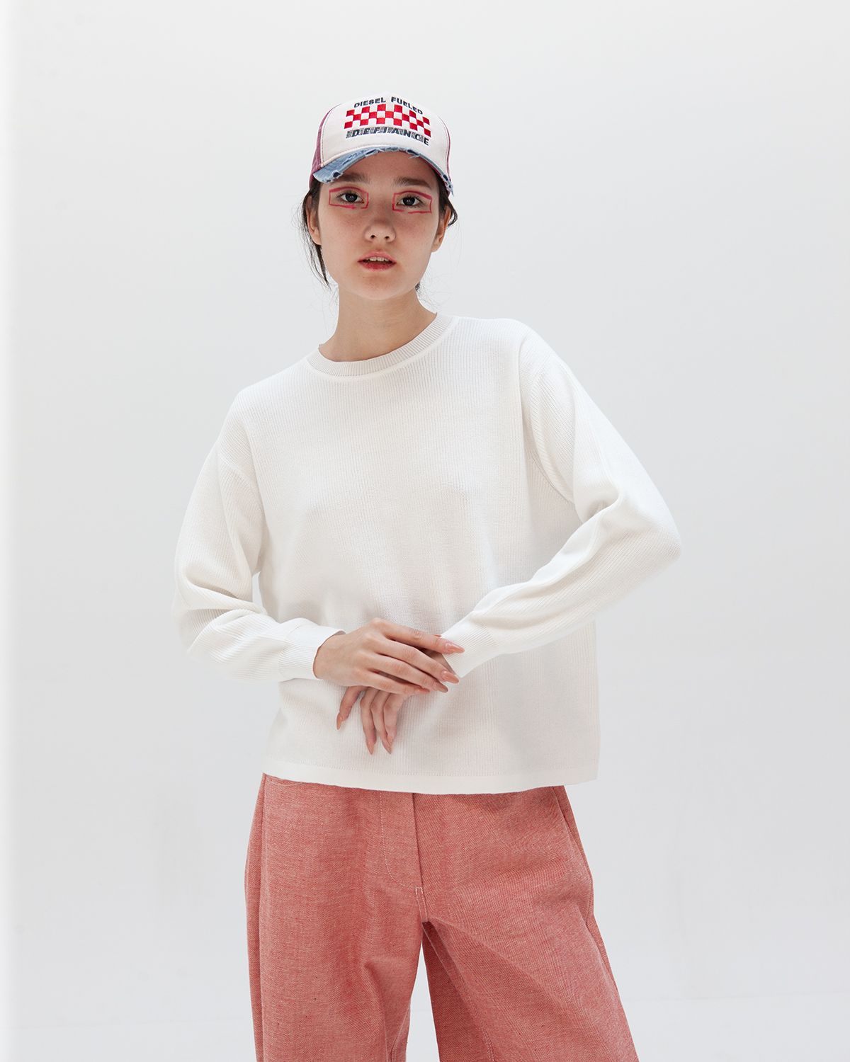 W&#39;MENSWEAR WAFFLE PULLOVER IN OFF-WHITE