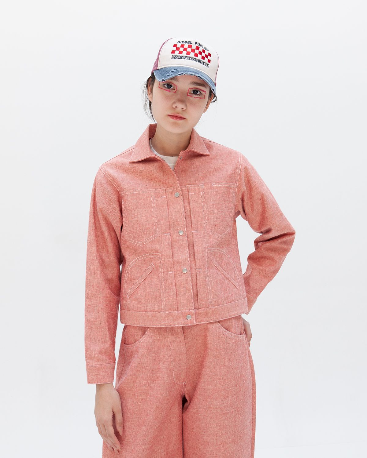 W&#39;MENSWEAR ENGINEER&#39;S JACKET IN RED DENIM