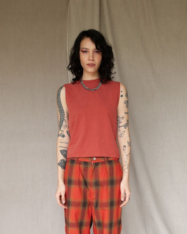 W&#39;MENSWEAR W&#39;MENS TANK IN SIENNA BROWN SUPERSOFT COTTON