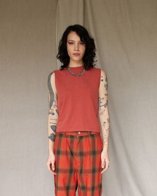 W&#39;MENSWEAR W&#39;MENS TANK IN SIENNA BROWN SUPERSOFT COTTON