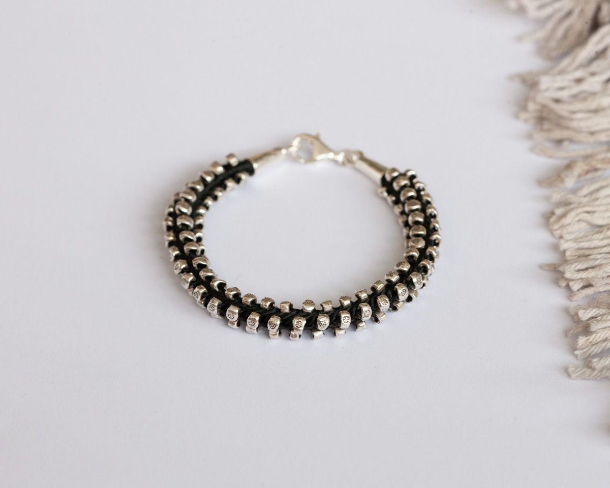 W'MENSWEAR 'KAREN-PUNK' SMALL BRAIDED SILVER BRACELET