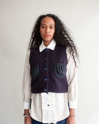 W&#39;MENSWEAR NAA VEST IN NAVY/BROWN