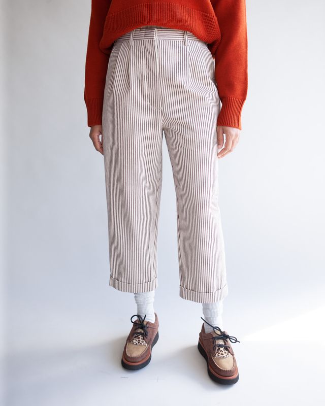 W&#39;MENSWEAR SISTERS TROUSER IN BROWN STRIPE