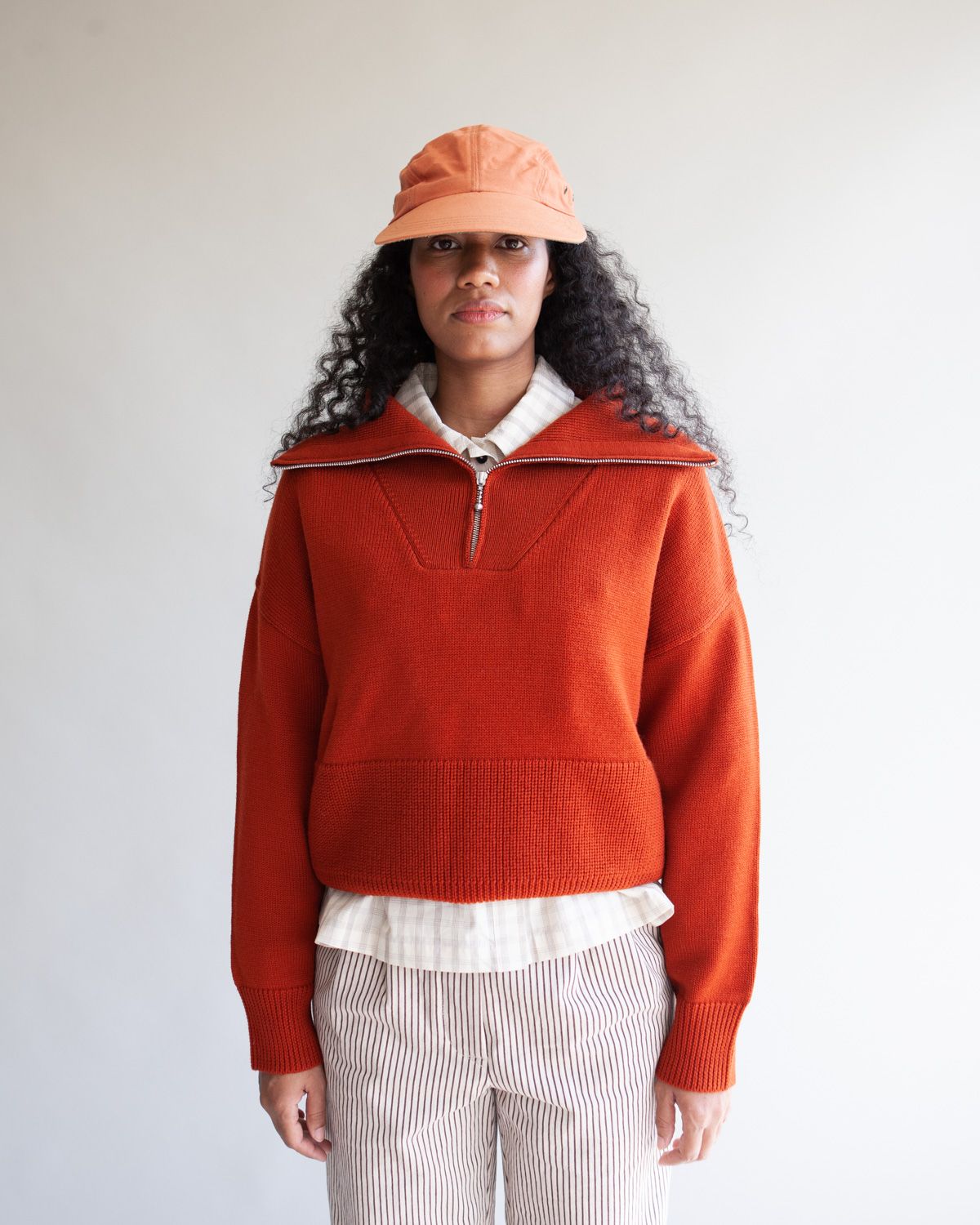 W&#39;MENSWEAR TRACK SWEATER IN BURNT ORANGE