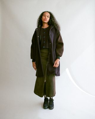 W&#39;MENSWEAR DIPPER COAT IN NAVY/BROWN