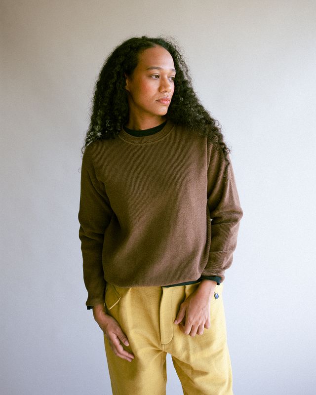 W&#39;MENSWEAR WAFFLE PULLOVER IN BROWN