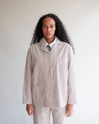 W'MENSWEAR SERVICE BLAZER IN BROWN STRIPE W'MENSWEAR SERVICE BLAZER IN BROWN STRIPE