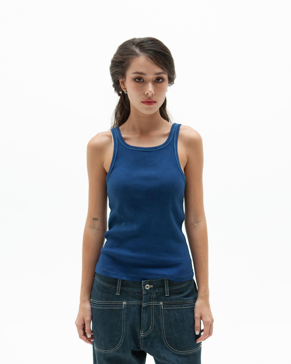 W'MENSWEAR DRILL TANK IN INDIGO