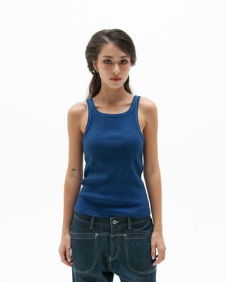 W'MENSWEAR DRILL TANK IN INDIGO