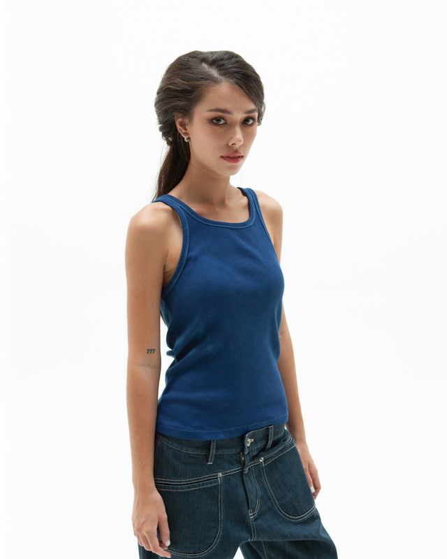 W'MENSWEAR DRILL TANK IN INDIGO