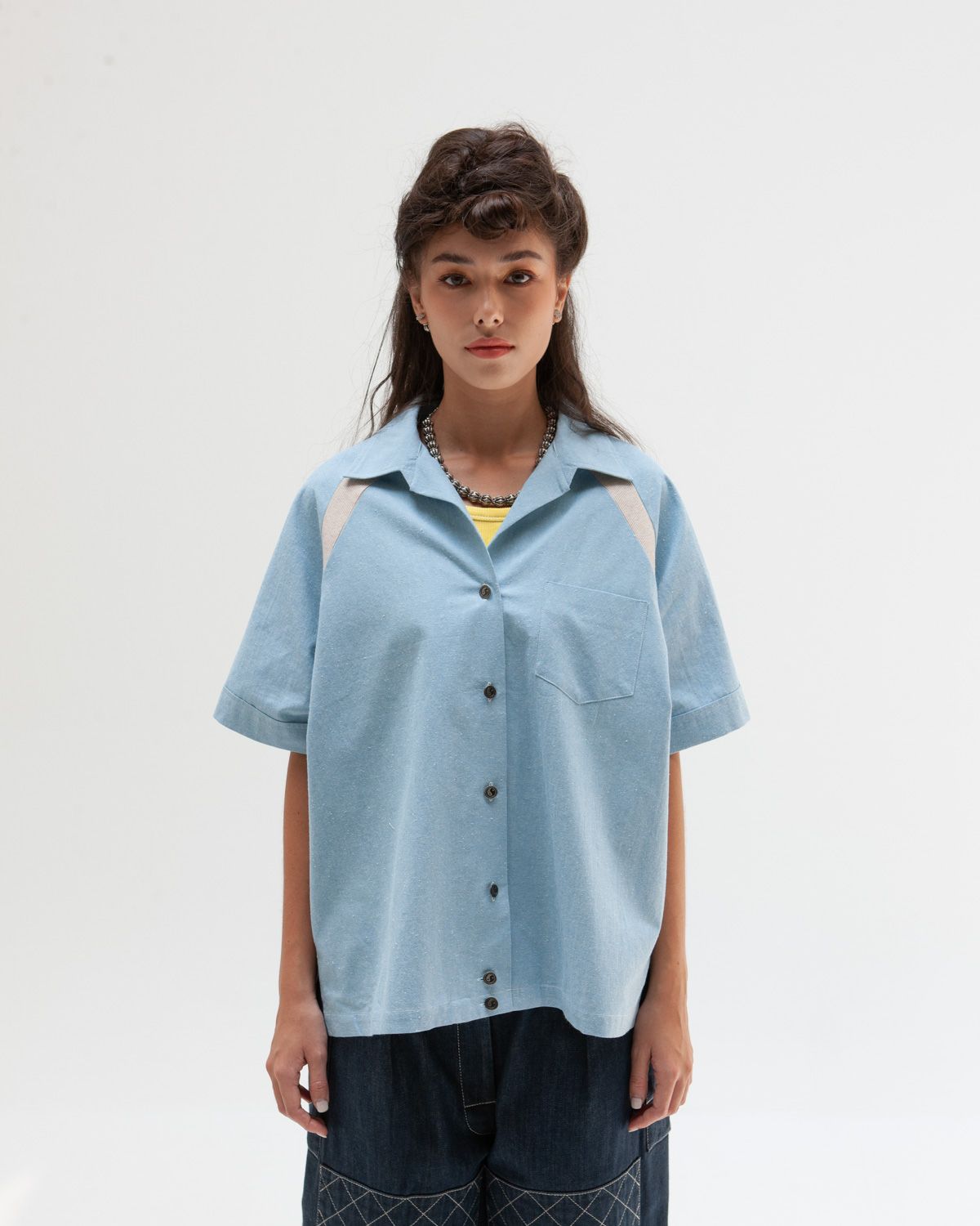 W'MENSWEAR BOWLING SHIRT IN BABY BLUE W'MENSWEAR BOWLING SHIRT IN BABY BLUE