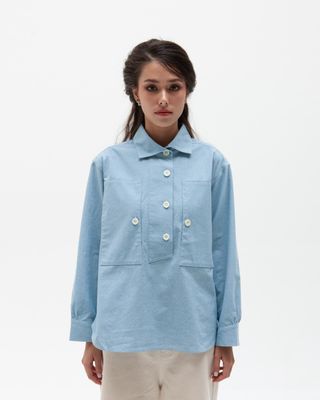 W'MENSWEAR PULLOVER SMOCK IN BABY BLUE W'MENSWEAR PULLOVER SMOCK IN BABY BLUE