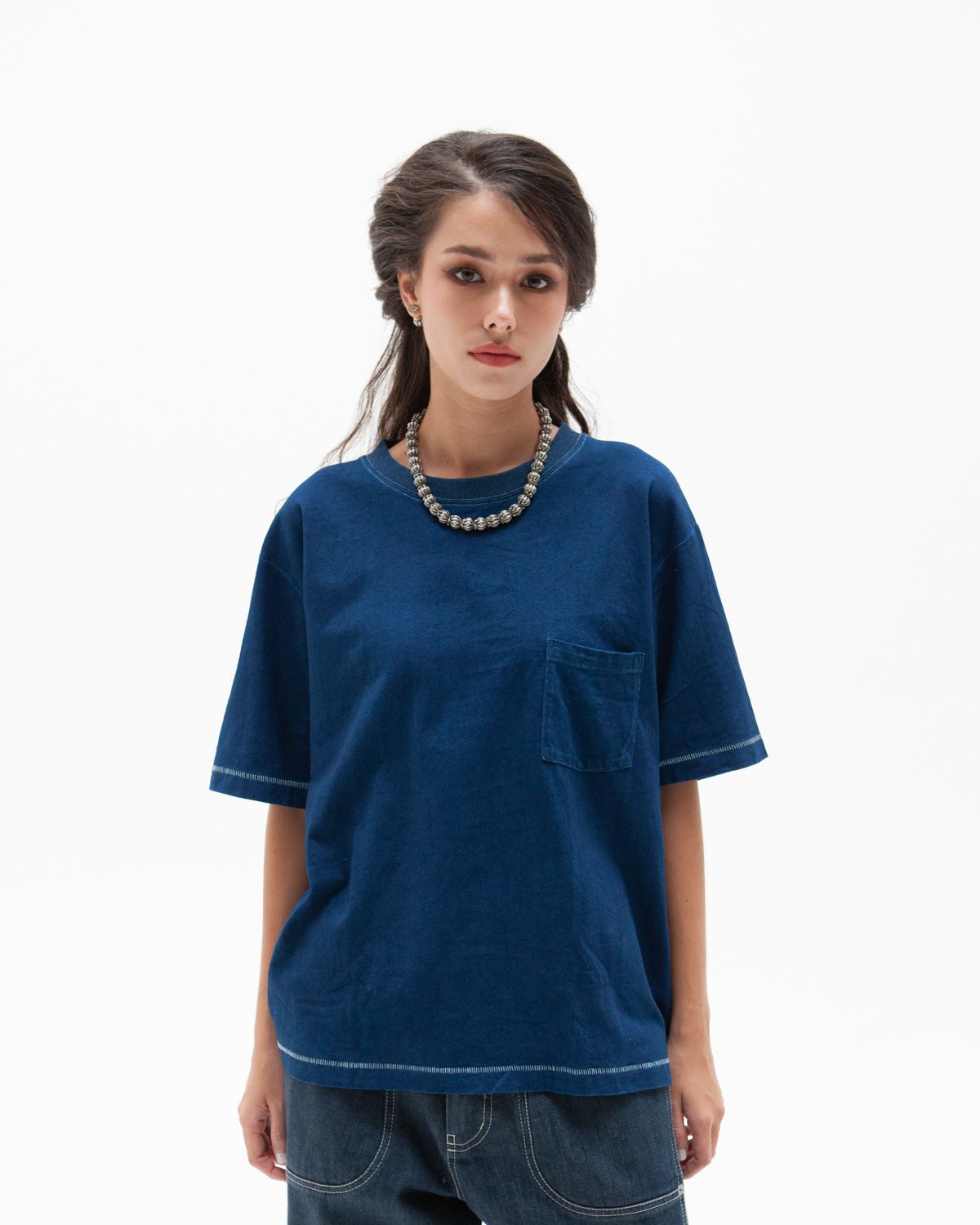 W'MENSWEAR BOWL TEE IN INDIGO W'MENSWEAR BOWL TEE IN INDIGO