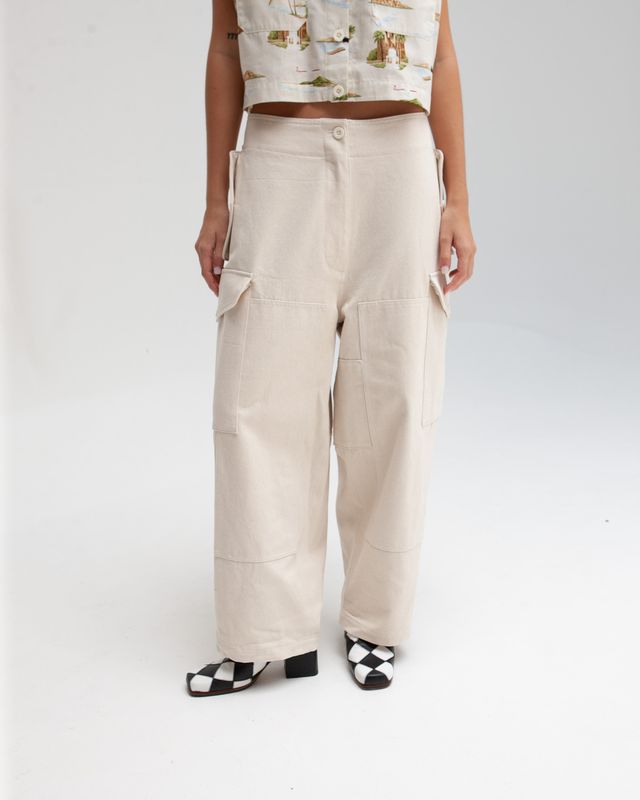W'MENSWEAR JANET DESPATCH PANT IN ECRU