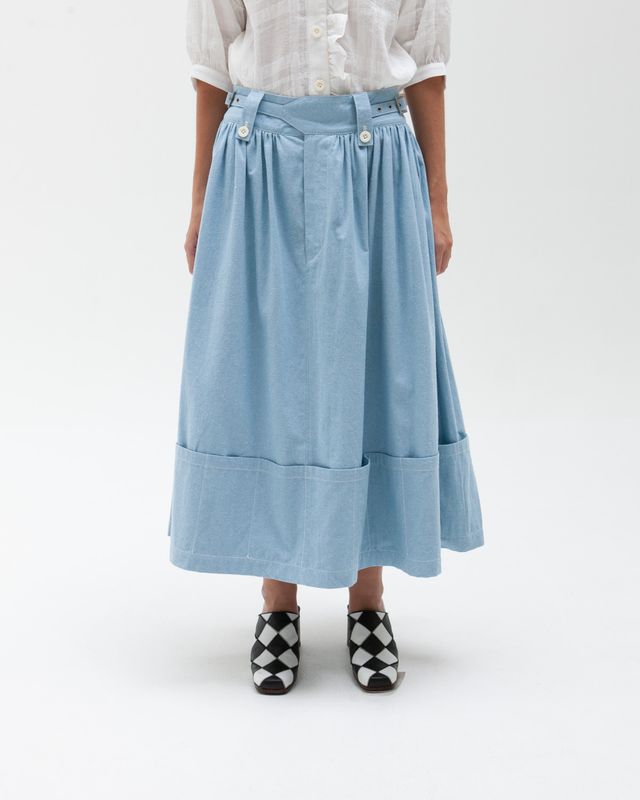 W'MENSWEAR RIDER SKIRT IN BABY BLUE W'MENSWEAR RIDER SKIRT IN BABY BLUE