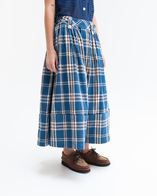 W'MENSWEAR RIDER SKIRT IN INDIGO CHECK