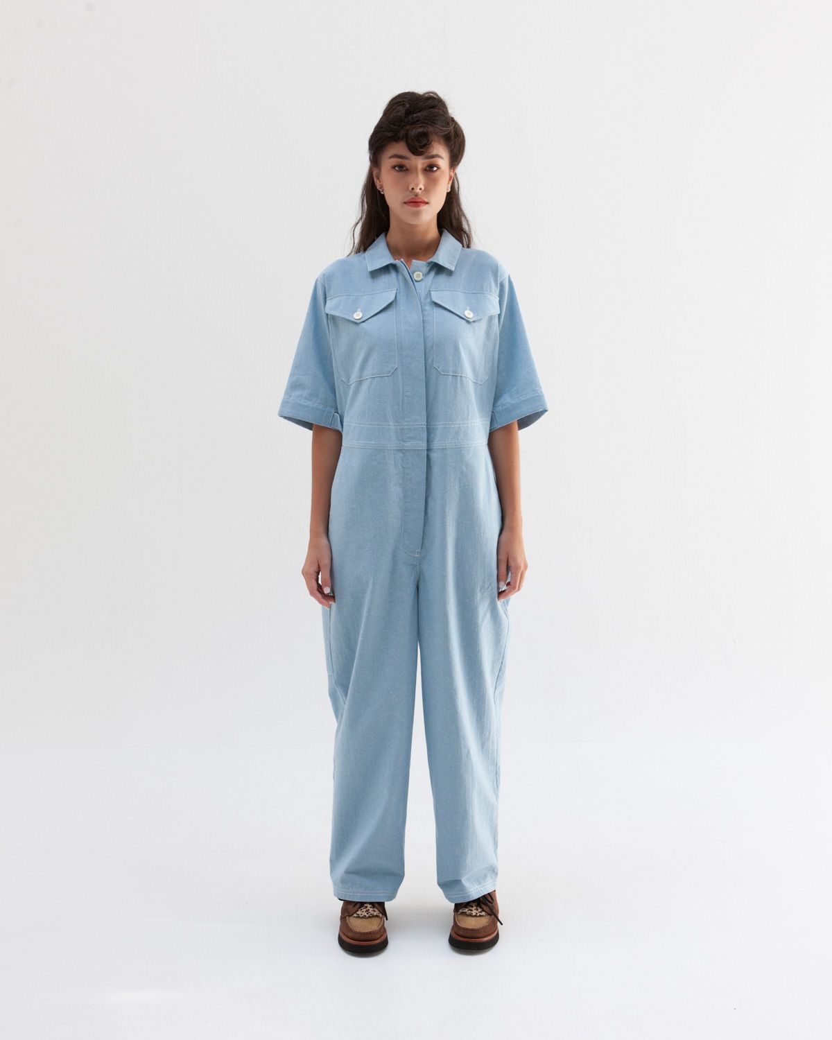 W'MENSWEAR DESPATCH COVERALL IN BABY BLUE