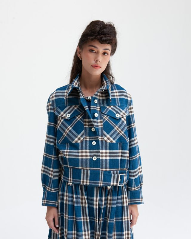 W'MENSWEAR DESPATCH JACKET IN INDIGO CHECK W'MENSWEAR DESPATCH JACKET IN INDIGO CHECK
