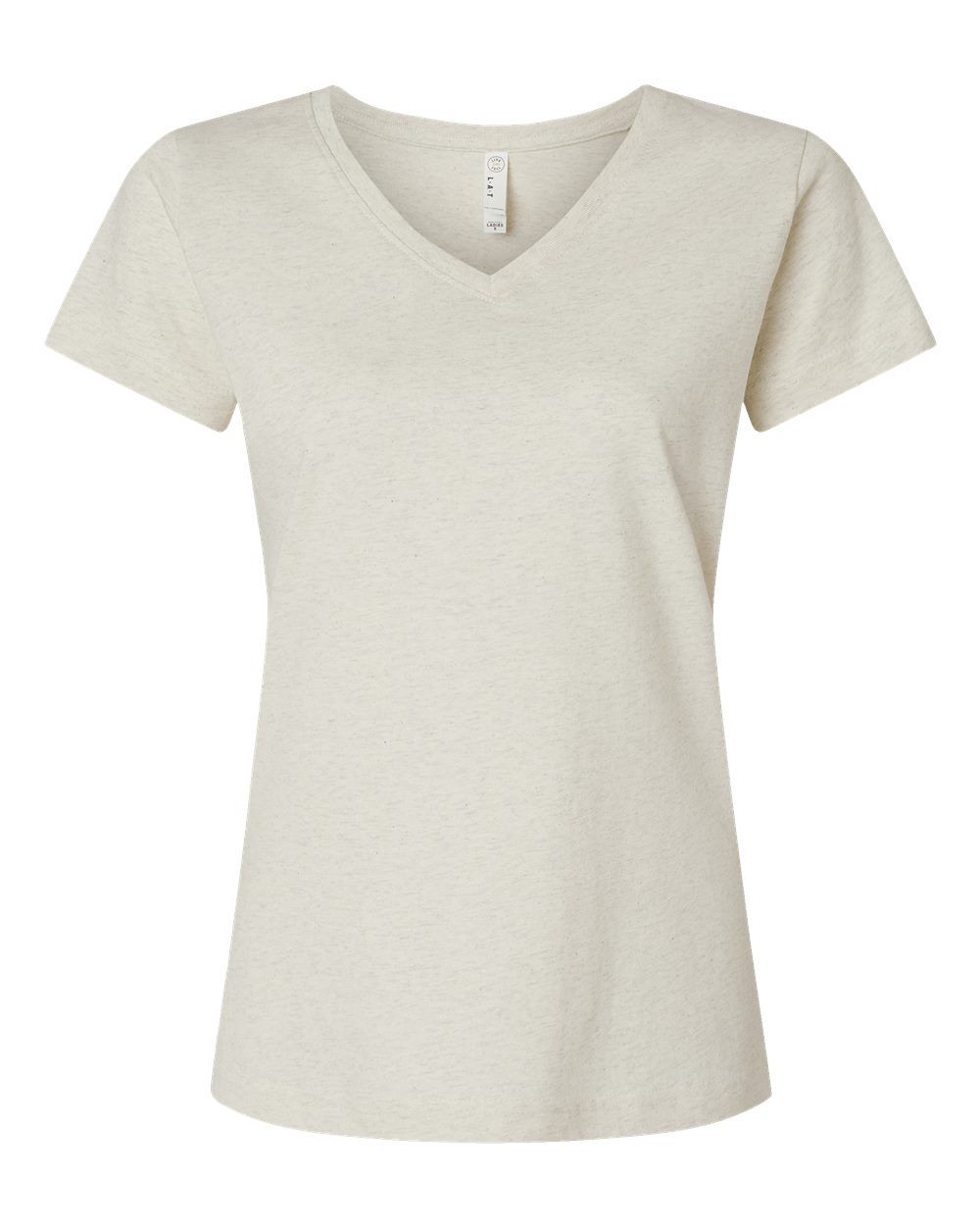 3507 WOMEN'S V-NECK JERSEY T-SHIRT-NATURAL HEATHER